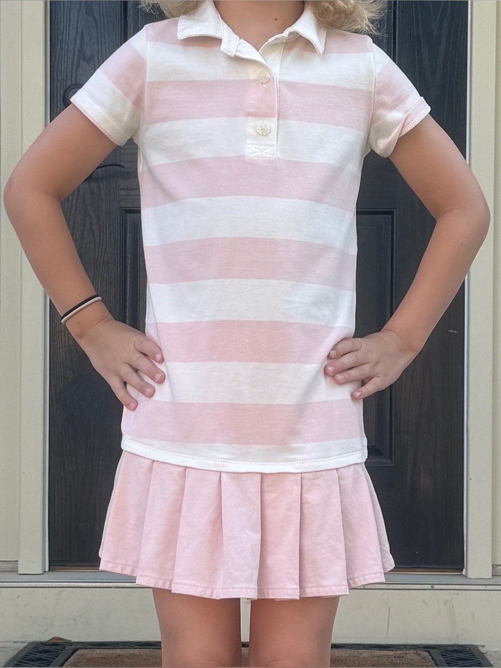 Carter's Girls Striped Polo Dress with Pleated Skirt